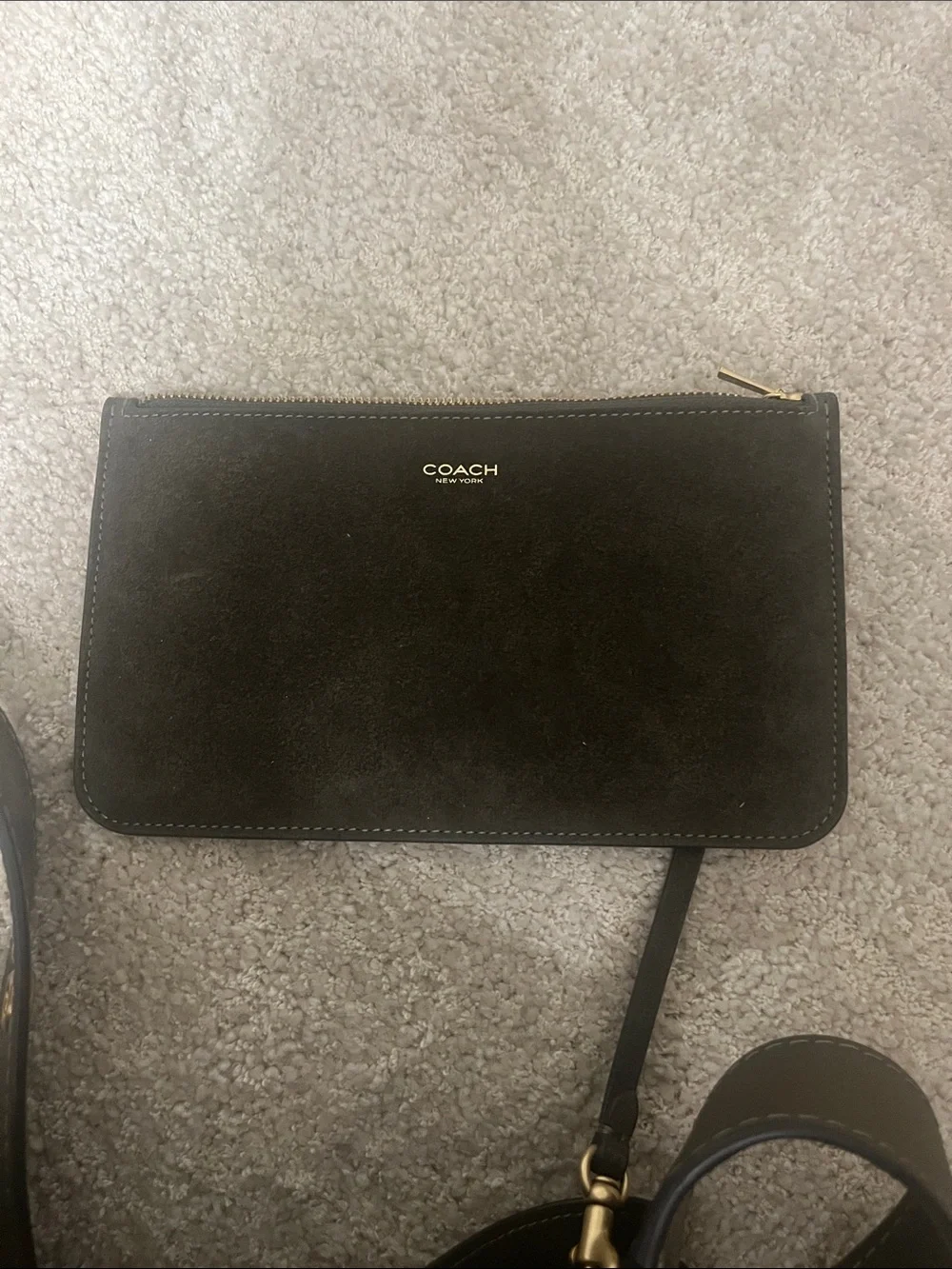 Coach Suede Bleecker Bucket Shoulder Bag in Dark Olive